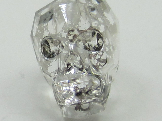 1pc. 13mm SKULL SILVER PATINA BEAD European Rhinestones